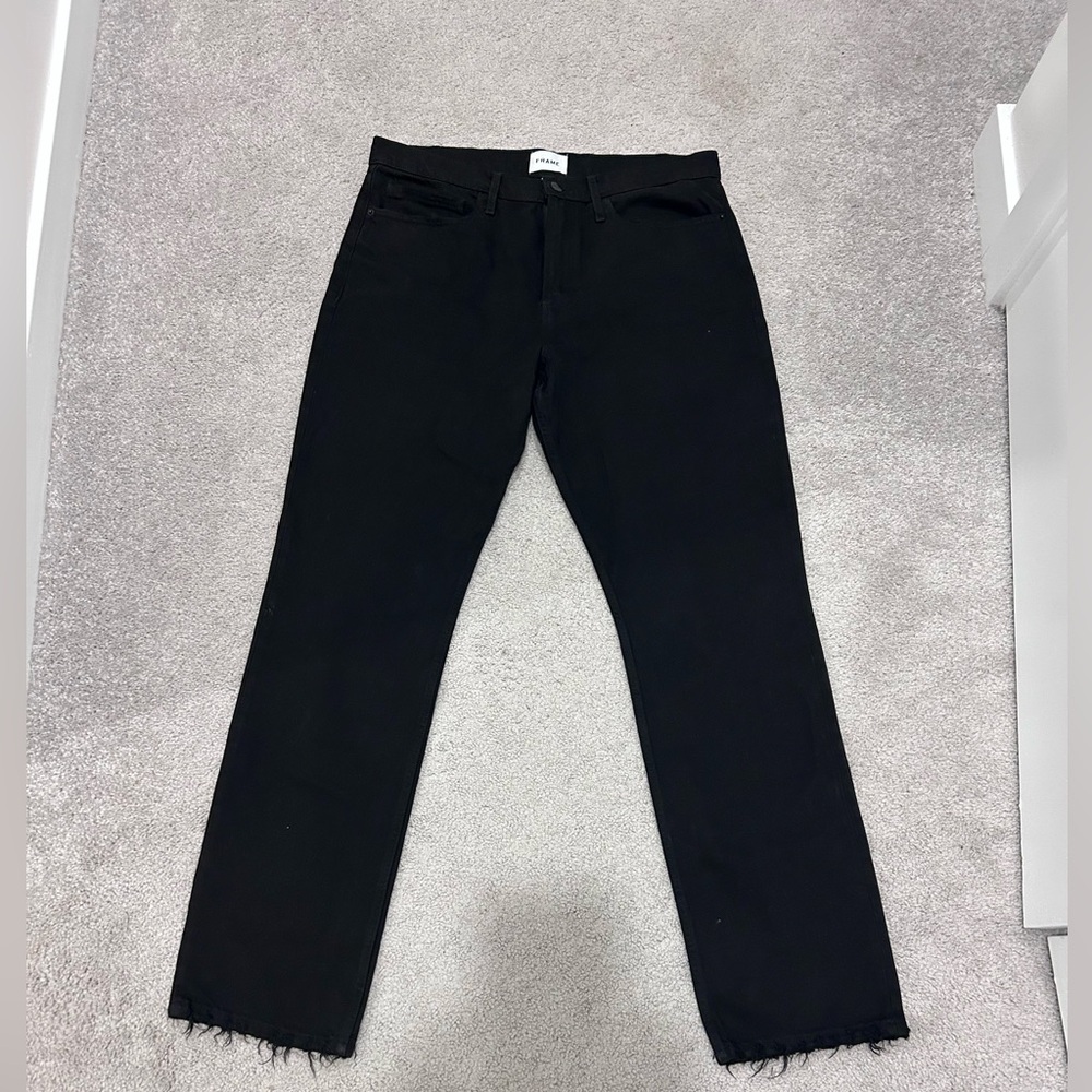 FRAME Black High-Rise Straight Leg Jeans Sz 32